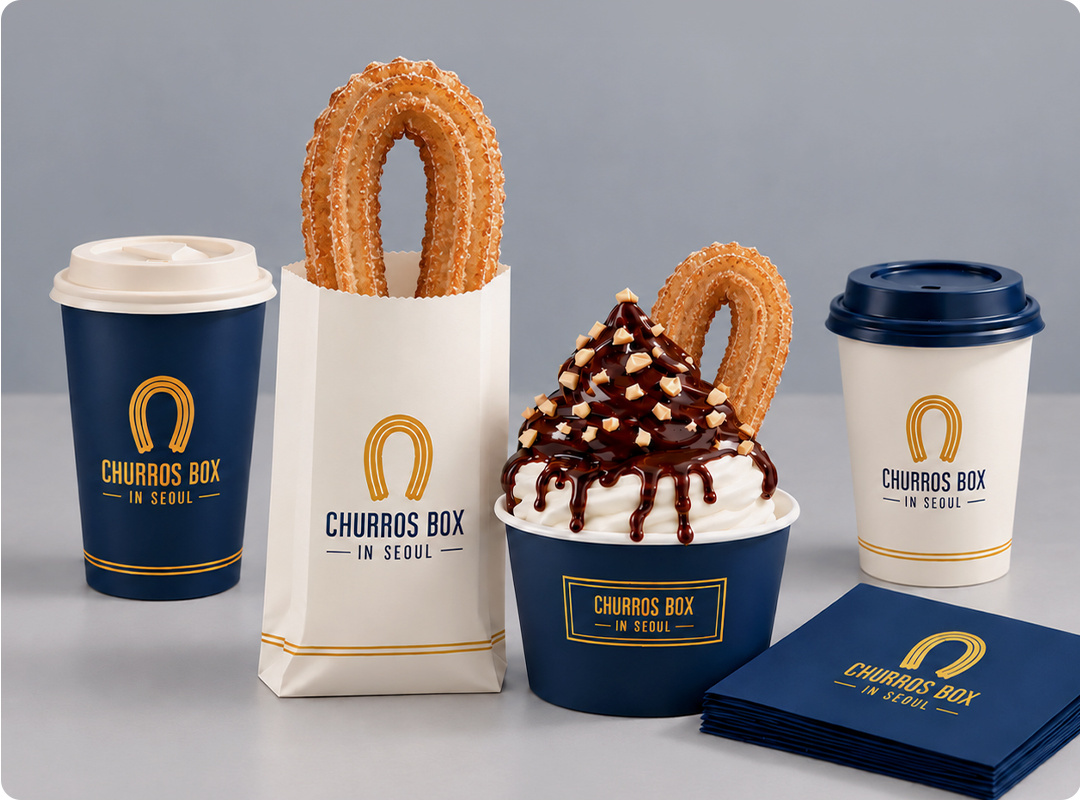 CHURROS BOX 패키지와 컵