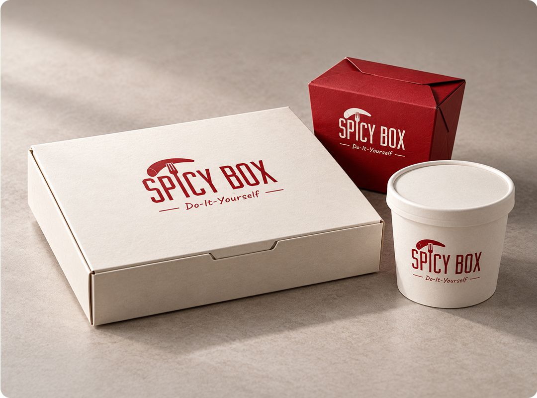 SPICY BOX 포장 패키지와 컵