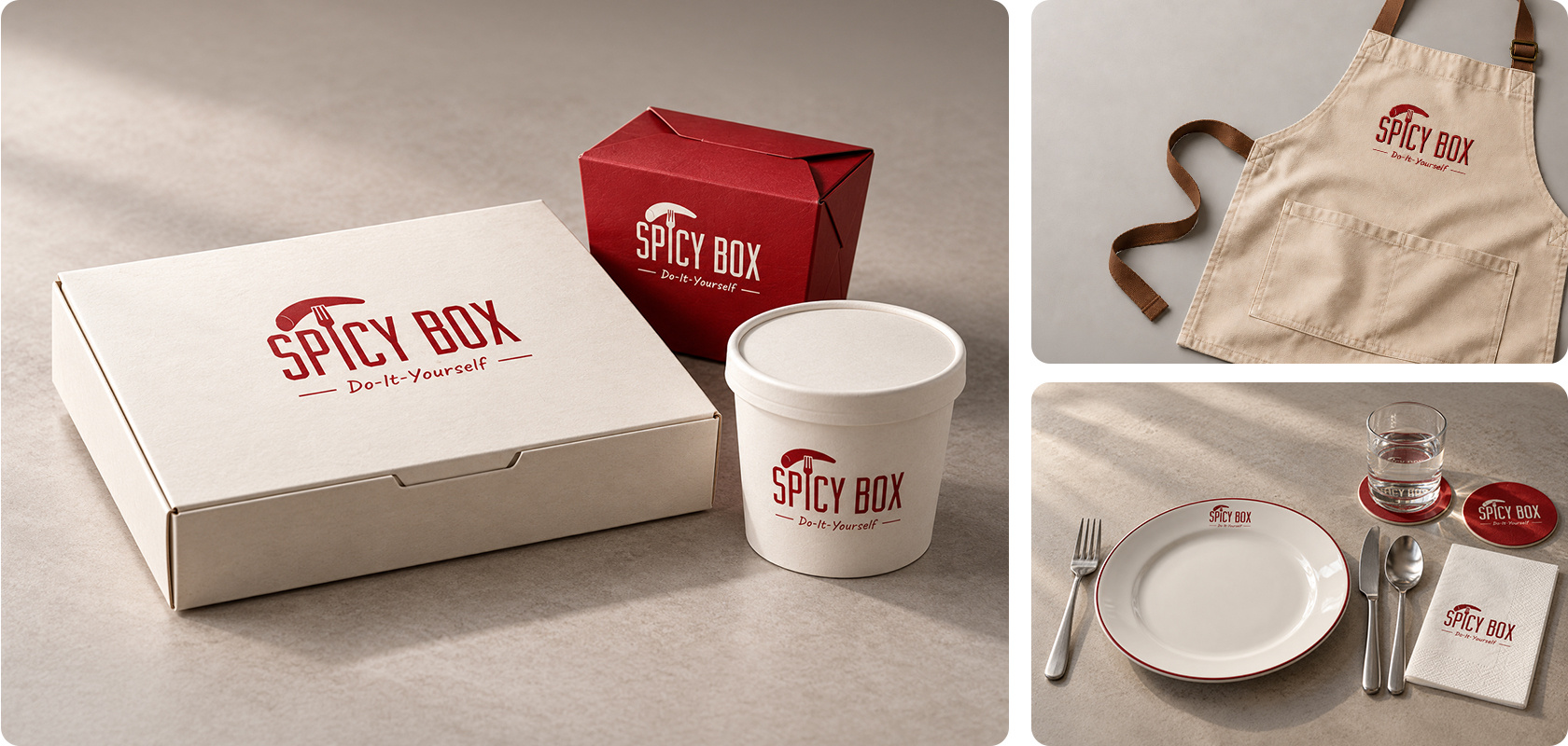 SPICY BOX 포장 패키지, 앞치마와 테이블웨어