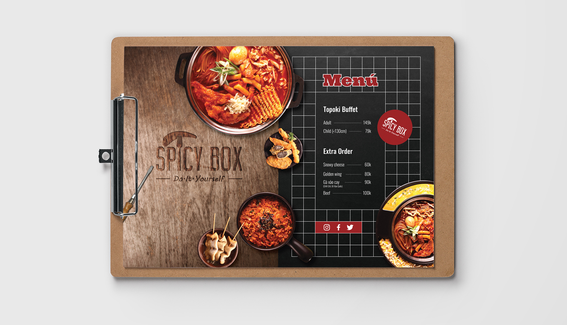 SPICY BOX 메뉴보드 디자인