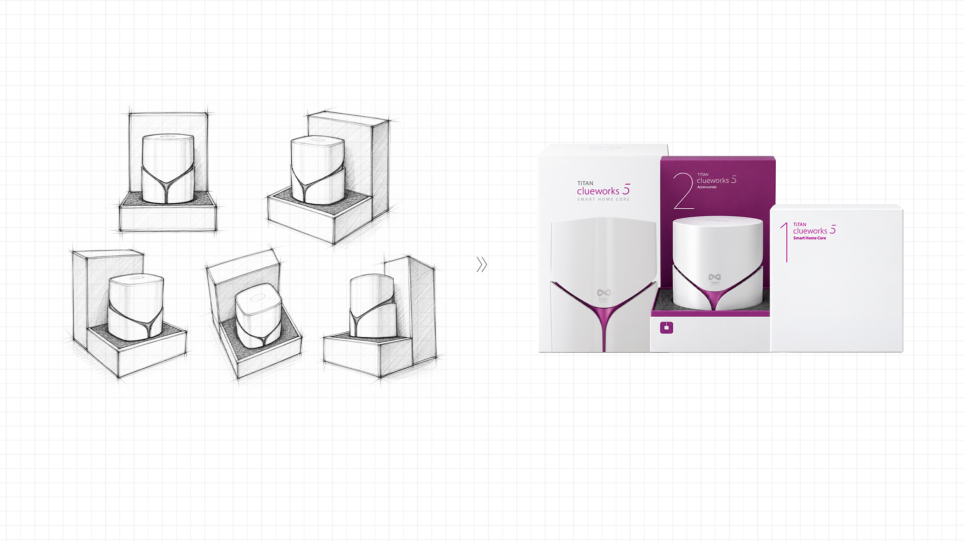 TITAN PLATFORM / DEVICE PACKAGE DESIGN / 패키지 스케치와 3D 렌더링